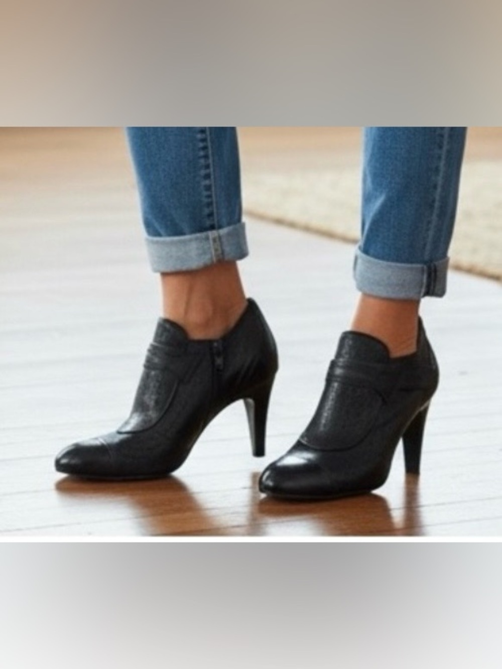 BCBGirls Black Perforated Heeled Booties Size 8